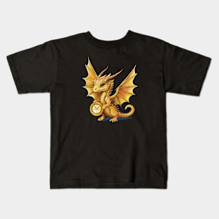 Baby gold dragon with a watch Kids T-Shirt